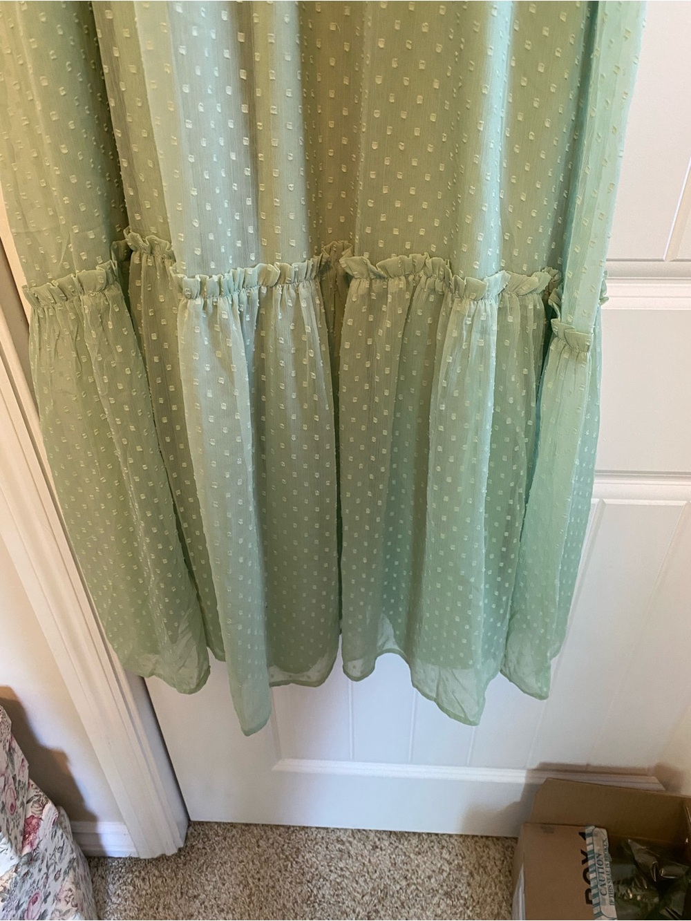 Patrons of Peace Quiet Green Smocked Midi Dress - Picture 3 of 6